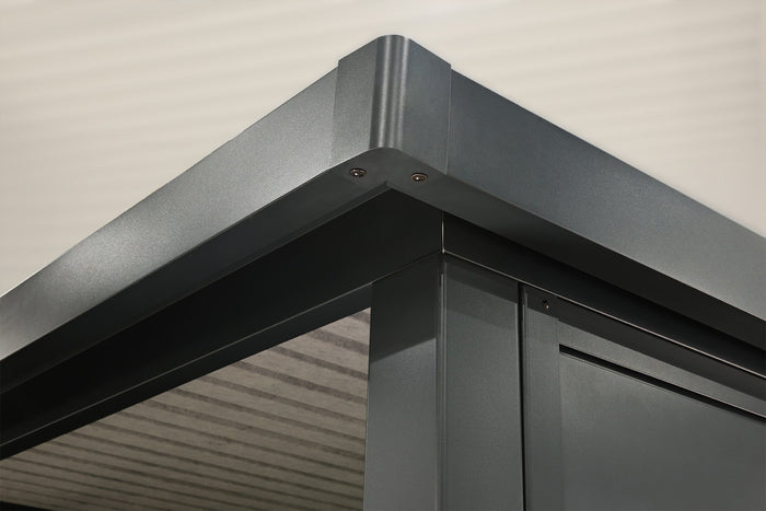 Wolff Finnhaus Metallgartenhaus Thorin 3924, Anthrazit, 1 flg, inkl. Seitendach 1,50 m links