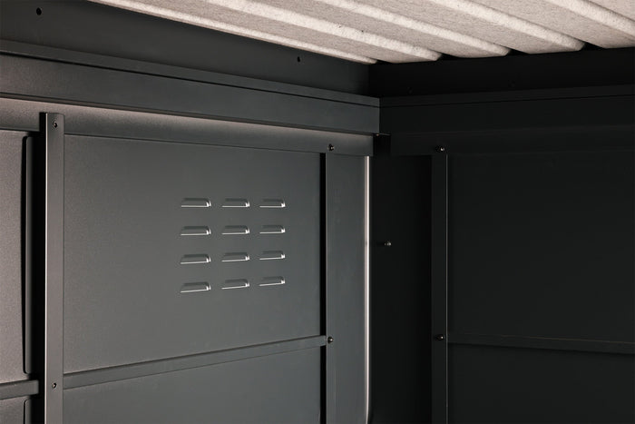 Wolff Finnhaus Metallgartenhaus Thorin 3924, Anthrazit, 1 flg, inkl. Seitendach 1,50 m links