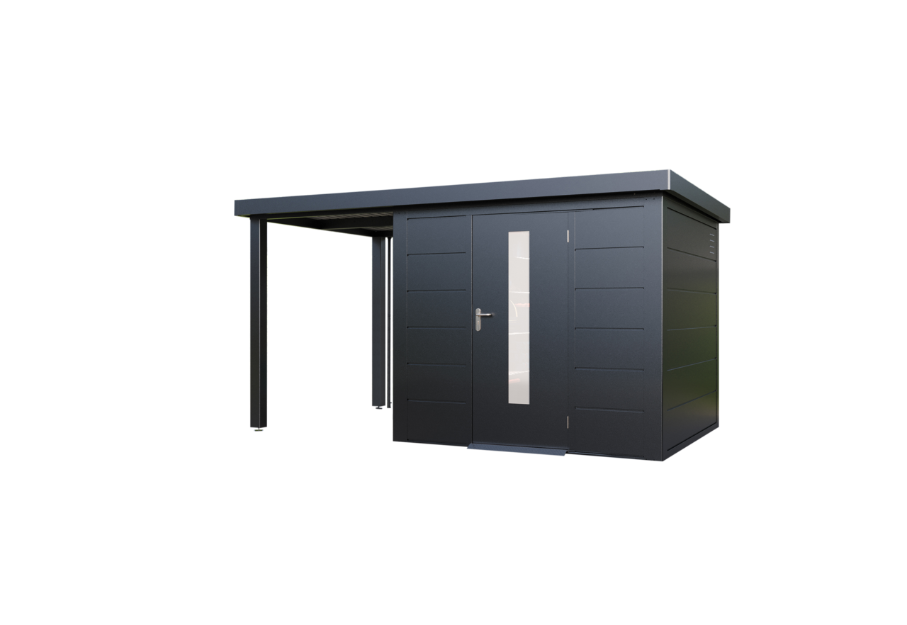 Wolff Finnhaus Metallgartenhaus Thorin 3924, Anthrazit, 1 flg, inkl. Seitendach 1,50 m links