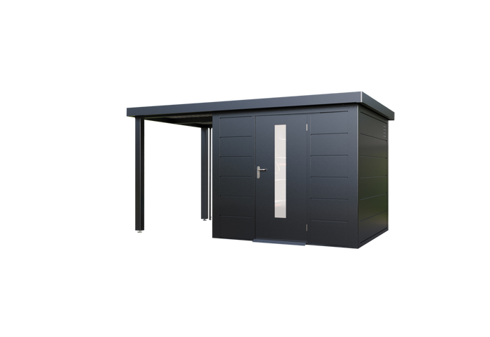 Wolff Finnhaus Metallgartenhaus Thorin 3924, Anthrazit, 1 flg, inkl. Seitendach 1,50 m links