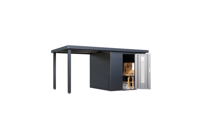 Wolff Finnhaus Metallgartenhaus Thorin 4824, Anthrazit, 1 flg, inkl. Seitendach links 2,40 m