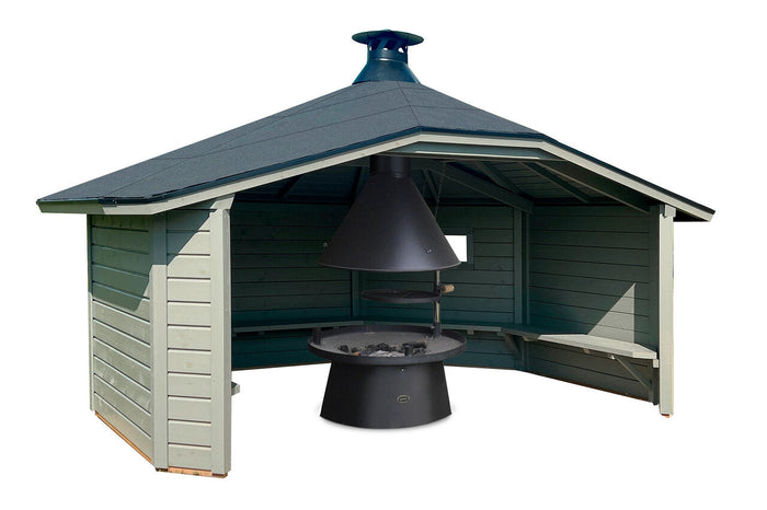 Wolff Finnhaus Wetterschutzhütte Wanja 3342 45 Betongrau mit Grill