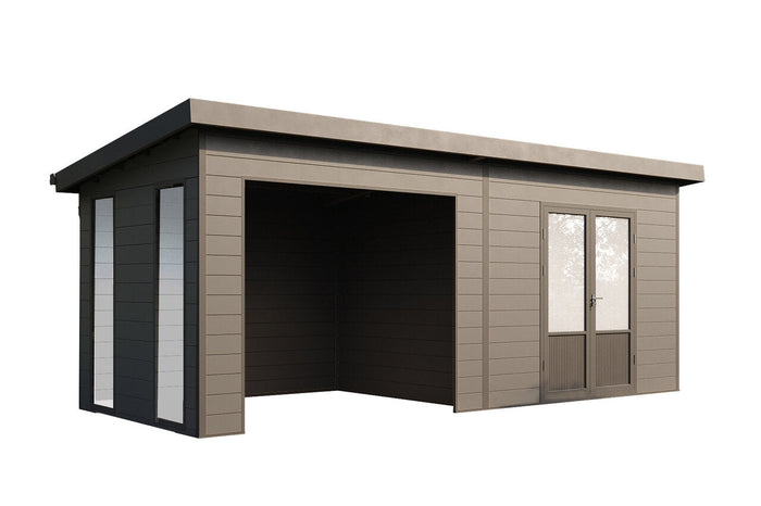 Wolff Finnhaus WPC-Haus Tona 6024 Anthrazit mit Wandpaket