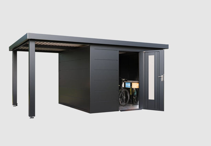 Wolff Finnhaus Metallgartenhaus Thorin 5424, Anthrazit, 1 flg, inkl. Seitendach links 2,40 m