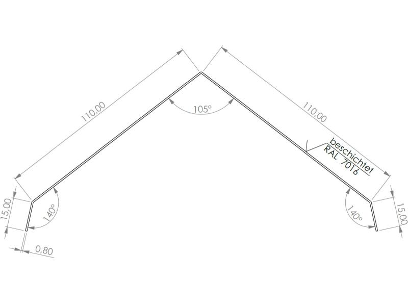 Aluminium Firstabdeckung Typ 6 200 cm - 1 Stück