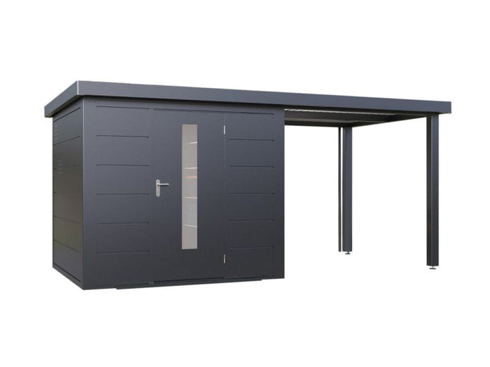 Wolff Finnhaus Metallgartenhaus Thorin 4824, Anthrazit, 1 flg, inkl. Seitendach rechts 2,40 m