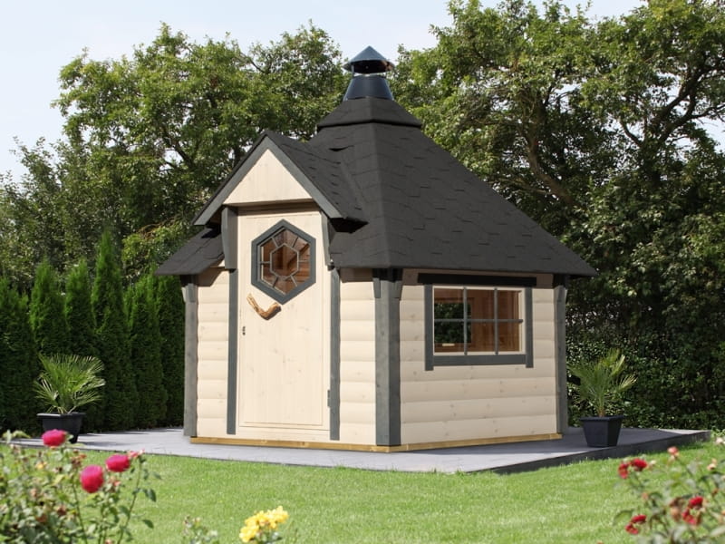 Wolff Finnhaus Aktions-Grillkota Basic 6.7 inkl. schwarzen Schindeln