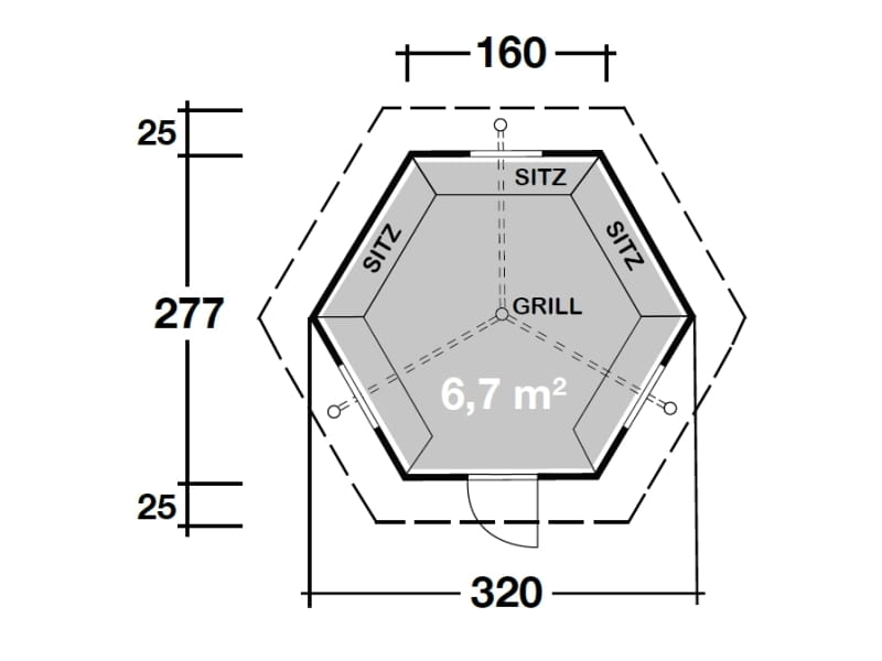Wolff Finnhaus Aktions-Grillkota Basic 6.7 inkl. schwarzen Schindeln