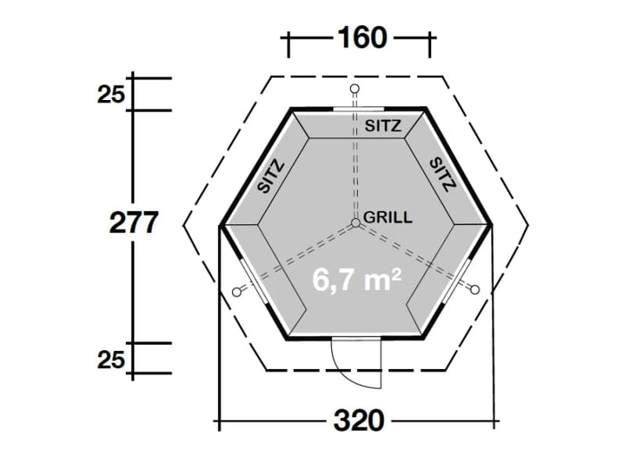 Wolff Finnhaus Aktions-Grillkota Basic 6.7 inkl. schwarzen Schindeln