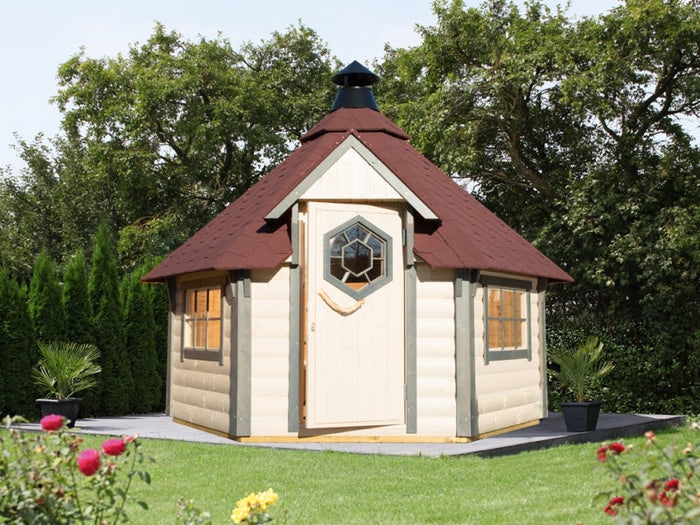 Wolff Finnhaus Aktions-Grillkota Basic 6.7 inkl. roten Schindeln