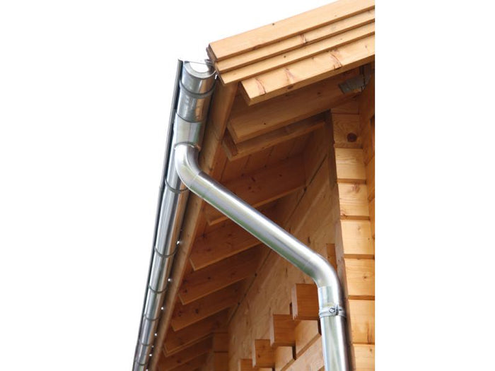 Wolff Finnhaus Alu-Rundrinne für Satteldach bis 500 cm mit 2 Fallrohren