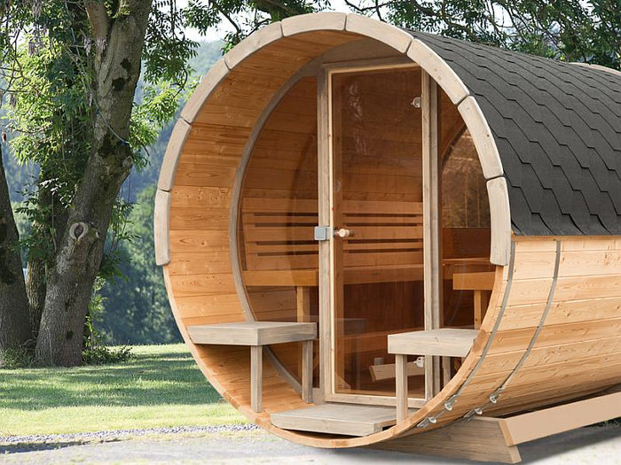Wolff Finnhaus Aufpreis Glasfront für Saunafass montiert 205 cm Durchmesser