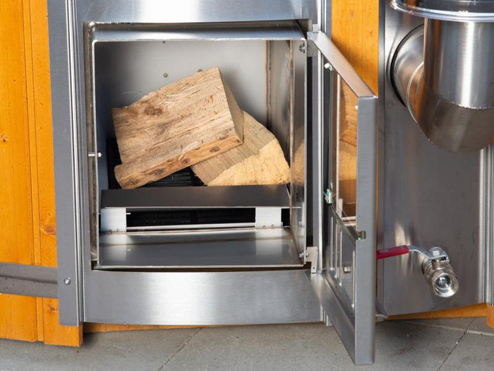 Wolff Finnhaus Badebottich Typ 1, cremeweißer Einsatz, Anstrich Anthrazit, integrierter Edelstahlofe