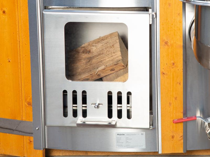 Wolff Finnhaus Badebottich Typ 2, grauer Einsatz, Anstrich Anthrazit, integrierter Edelstahlofen, in