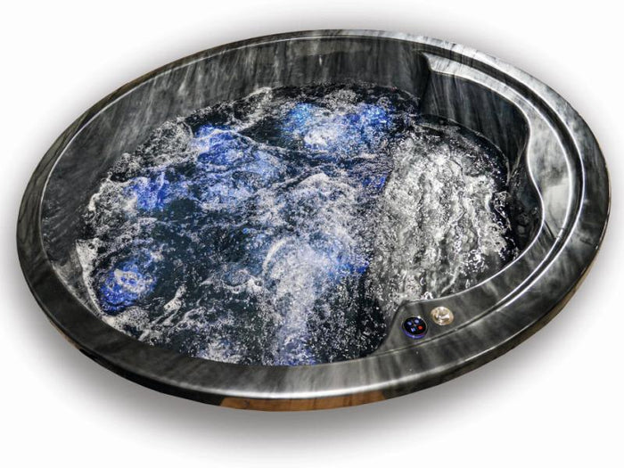 Wolff Finnhaus Badebottich Typ 3, cremeweißer Einsatz, Anstrich Pinie, integrierter Edelstahlofen, i