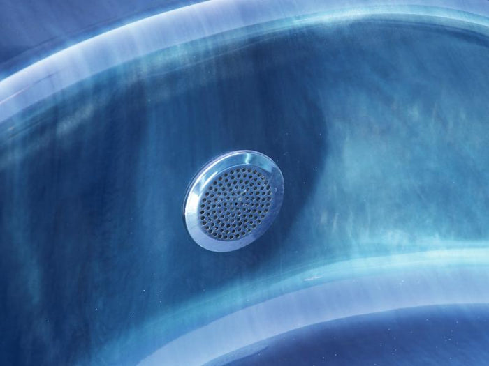 Wolff Finnhaus Badebottich Typ 3, cremeweißer Einsatz, Anstrich Anthrazit, integrierter Edelstahlofe