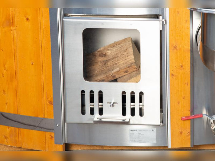 Wolff Finnhaus Badebottich Typ 3, grauer Einsatz, Anstrich Anthrazit, integrierter Edelstahlofen, in