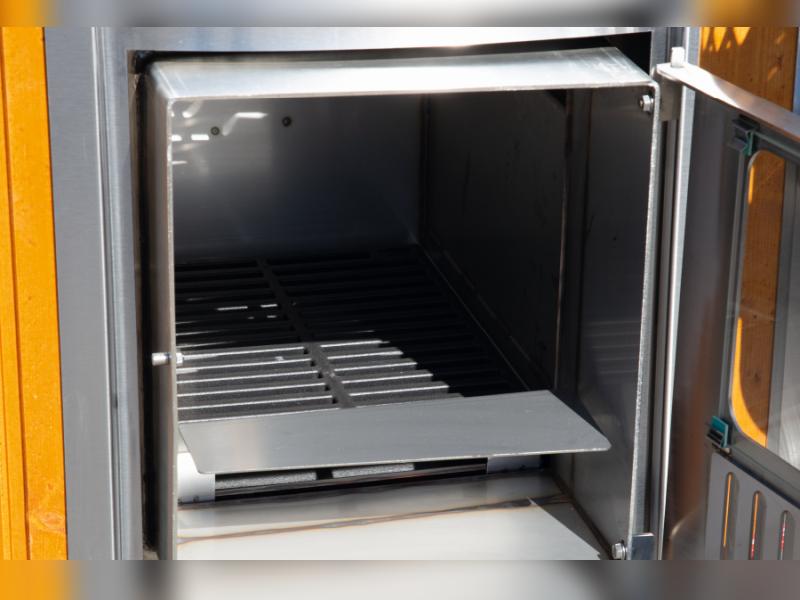 Wolff Finnhaus Badebottich Typ 5, blauer Einsatz, Thermoholz, integr. Edelstahlofen, inkl. Wassermas