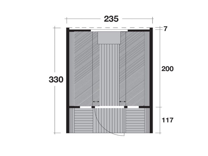 Wolff Finnhaus Campingfass 330, 1-Raum montiert mit schwarzen Dachschindeln