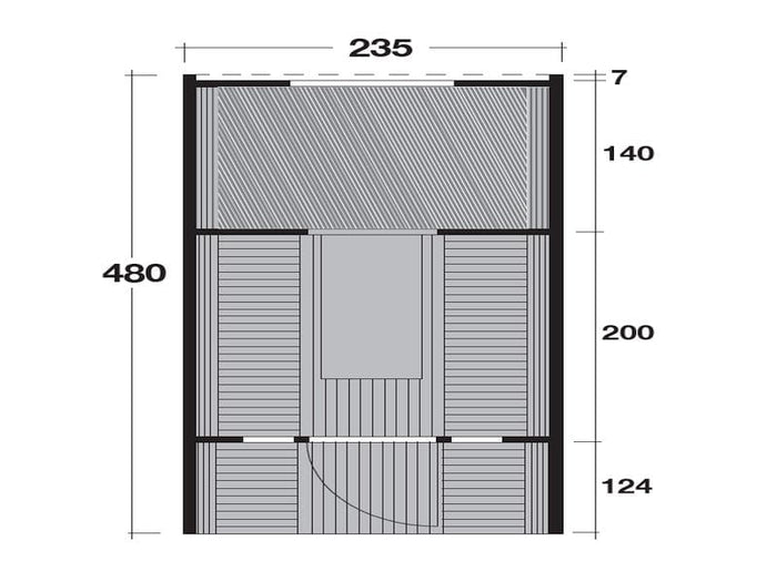 Wolff Finnhaus Campingfass 480, 2-Raum Bausatz mit schwarzen Dachschindeln