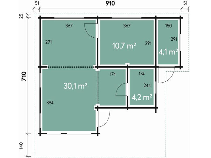 Wolff Finnhaus Ferienhaus Odenwald 70-B mit Schlafboden und Anbau, natur