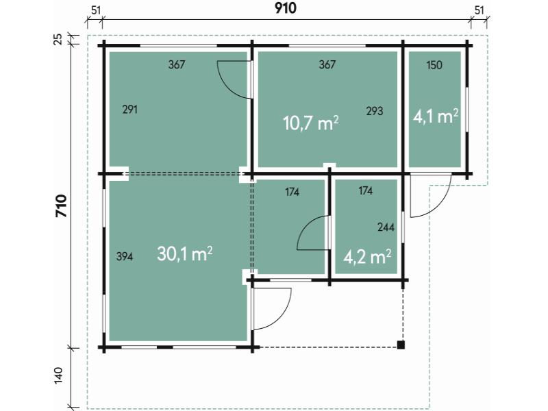 Wolff Finnhaus Ferienhaus Odenwald 92-B mit Schlafboden und Anbau, natur
