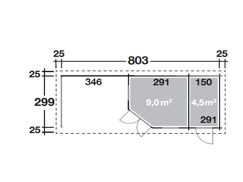 Wolff Finnhaus Flachdachhaus Maja 40-B/2 mit Terasse 350 cm