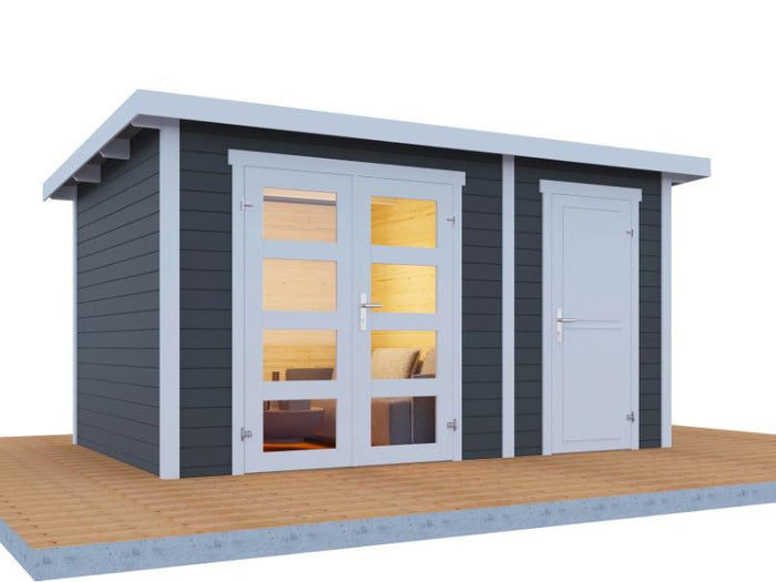 Wolff Finnhaus Gartenhaus Borge 3825 28, anthrazit, inkl. Fußboden