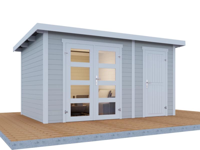 Wolff Finnhaus Gartenhaus Borge 3825 28, hellgrau, inkl. Fußboden