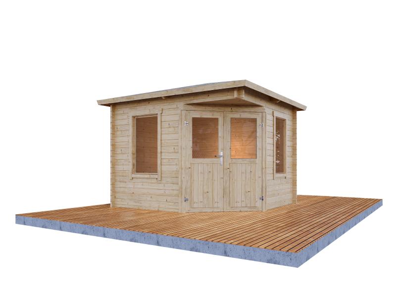 Wolff Finnhaus Gartenhaus Genia 2828, 28 mm, inkl. Fußboden
