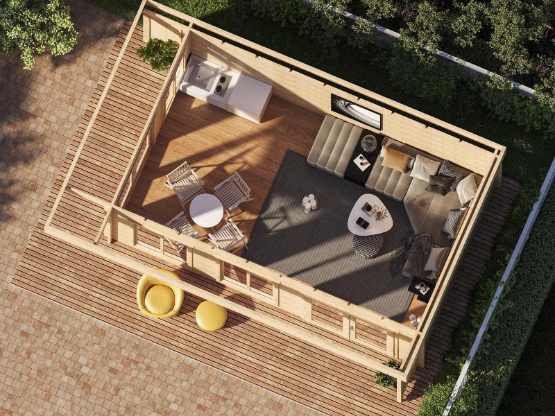 Wolff Finnhaus Gartenhaus Haldis 5335, 44 mm, inkl. Fußboden