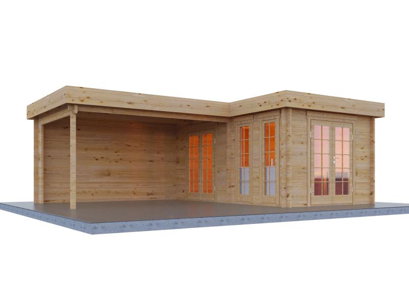 Wolff Finnhaus Gartenhaus Hermosa 6848, 44 mm, inkl. Fußboden