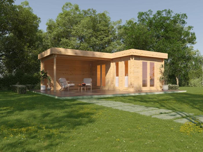 Wolff Finnhaus Gartenhaus Hermosa 6848, 70 mm, inkl. Fußboden