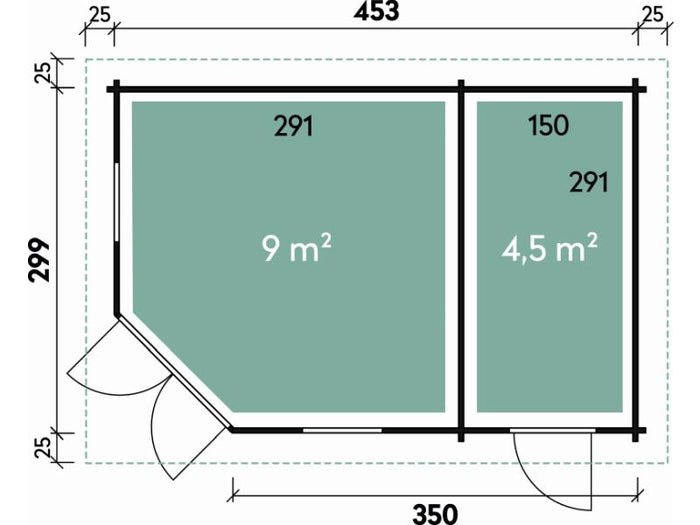 Wolff Finnhaus Gartenhaus Maja 40-B/2-Raum