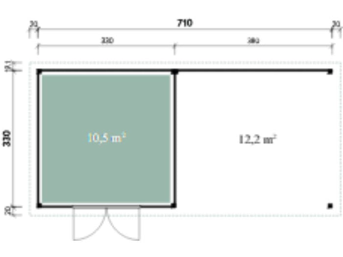Wolff Finnhaus Gartenhaus Ole 7133, 28 mm, mit Anbau und Rückwand, anthrazit