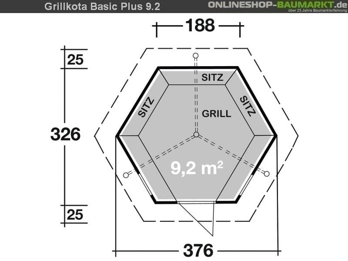 Wolff Finnhaus Grillkota 9 de luxe inkl. rote Dachschindeln und Grillanlage