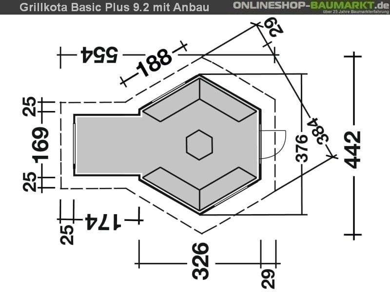 Wolff Finnhaus Grillkota 9 de luxe mit Anbau, inkl. Daschindeln schwarz