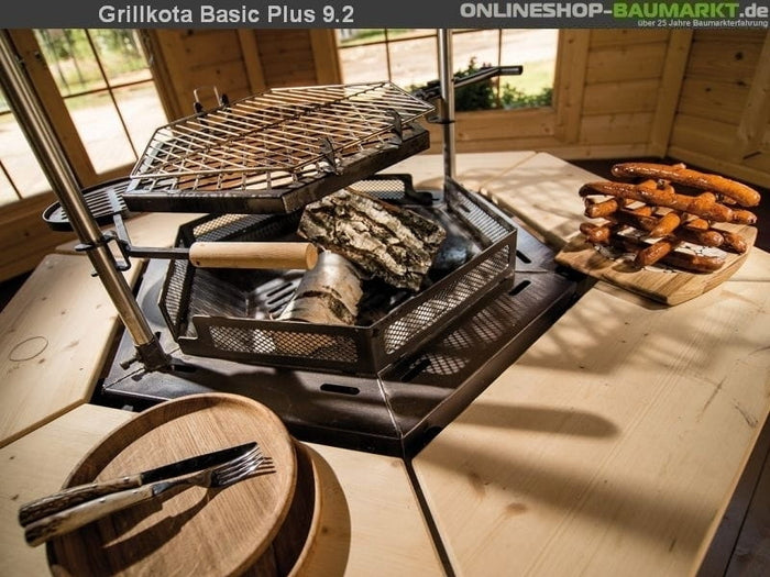 Wolff Finnhaus Grillkota 9 de luxe mit Anbau, inkl. Daschindeln schwarz