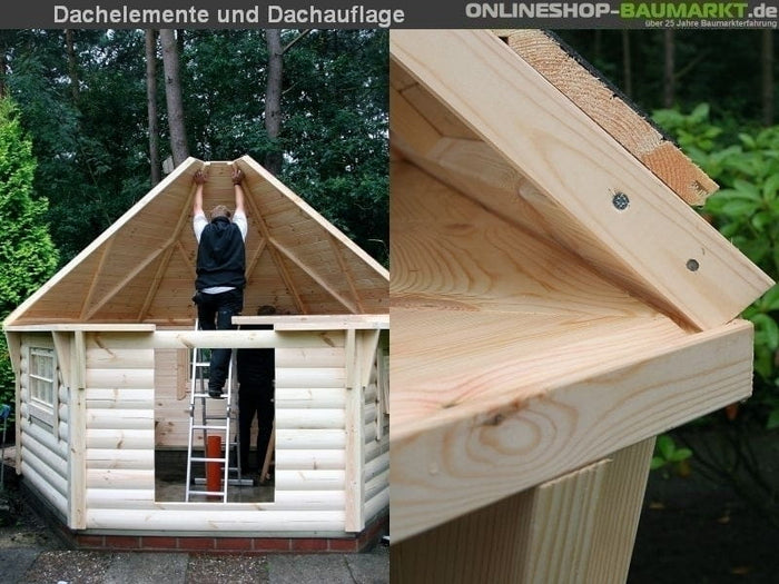 Wolff Finnhaus Grillkota 9 de Luxe mit Saunaanbau und schwarzen Schindeln