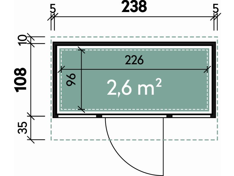 Wolff Finnhaus Metall-Gerätehaus Fascinato 2411, Anthrazit, 1 flg