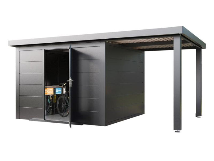 Wolff Finnhaus Metallgartenhaus Thorin 5424, Anthrazit, 1 flg, inkl. Seitendach links 2,40 m