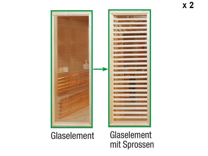 Wolff Finnhaus Paradiso Tauschwand 2 x (Glaselement Tausch in Glaselement mit Sprossen)