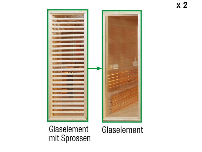 Wolff Finnhaus Paradiso Tauschwand 2 x (Glaselement mit Sprossen Tausch in Glaselement )