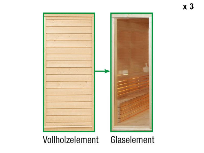 Wolff Finnhaus Paradiso Tauschwand 3 x (Vollholzelement Tausch in Glaselement)