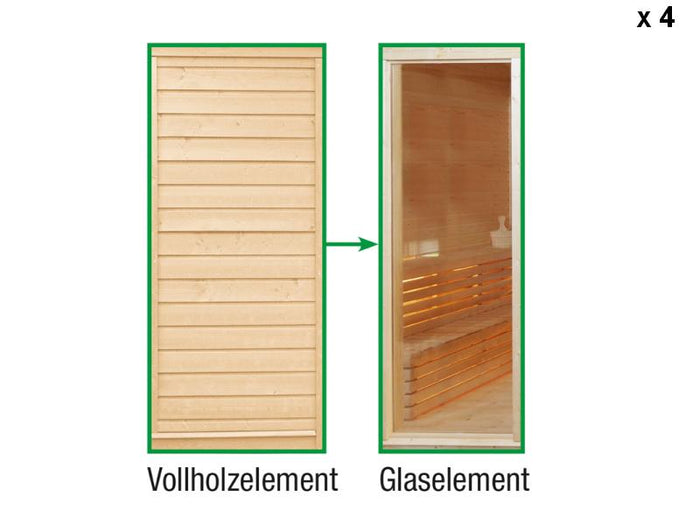 Wolff Finnhaus Paradiso Tauschwand 4 x (Vollholzelement Tausch in Glaselement)