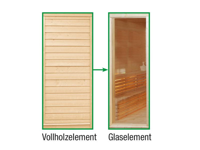 Wolff Finnhaus Paradiso Tauschwand (Vollholzelement Tausch in Glaselement)