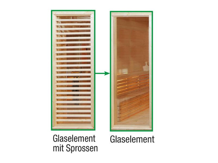 Wolff Finnhaus Paradiso Tauschwand (Glaselement mit Sprossen Tausch in Glaselement )