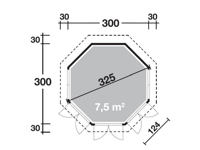 Wolff Finnhaus Pavillon Milano 3.0 natur 3 x 3 m inkl. schwarze Dachschindeln