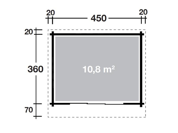 Wolff Finnhaus Pultdachhaus Alvina 44mm XL mit Schiebetür rechts öffnend
