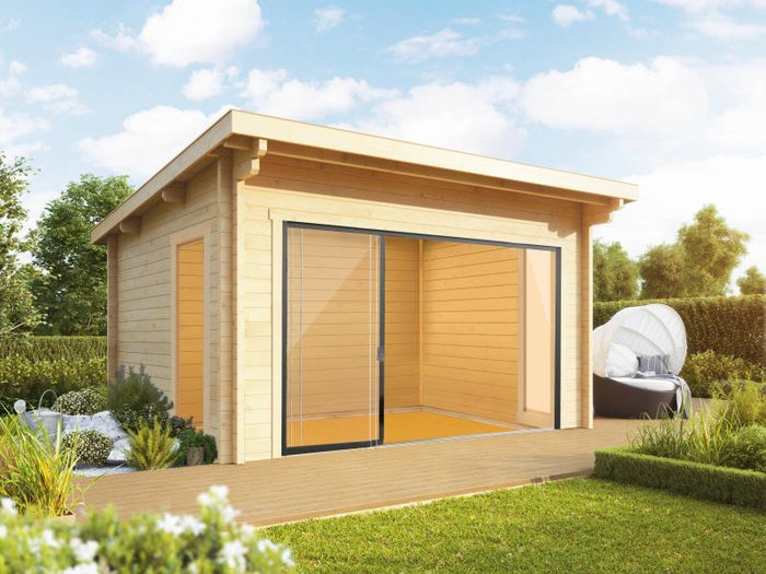 Wolff Finnhaus Pultdachhaus Alvina 44mm XL ST Links öffnend